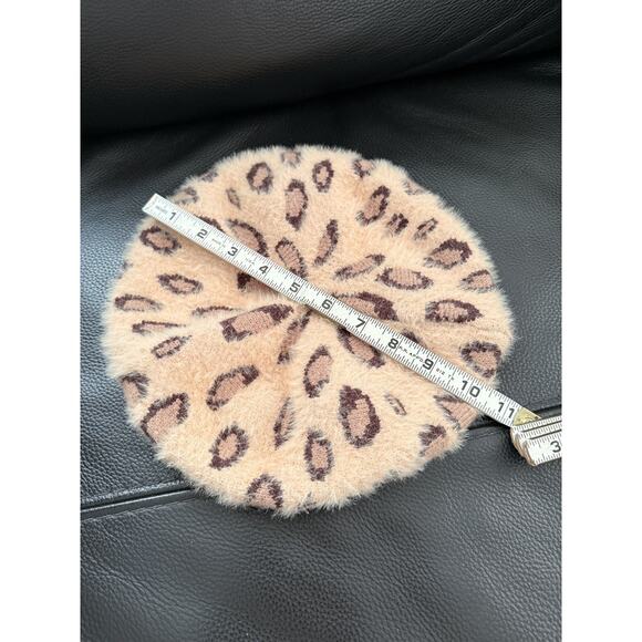 Anthropologie Elsie Leopard Cheetah Beret NWOT Beige Tan O/S - Picture 8 of 9